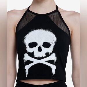 Hot Topic Skull Fishnet Halter Top Black Brand New with Tags Plus Size 0X